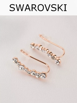 Серьги-клаймберы Млечный путь с белыми кристаллами Swarovski