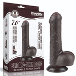 Коричневый фаллоимитатор 7 Sliding Skin Dual Layer Dong на присоске - 18,3 см. (Цвет: коричневый)