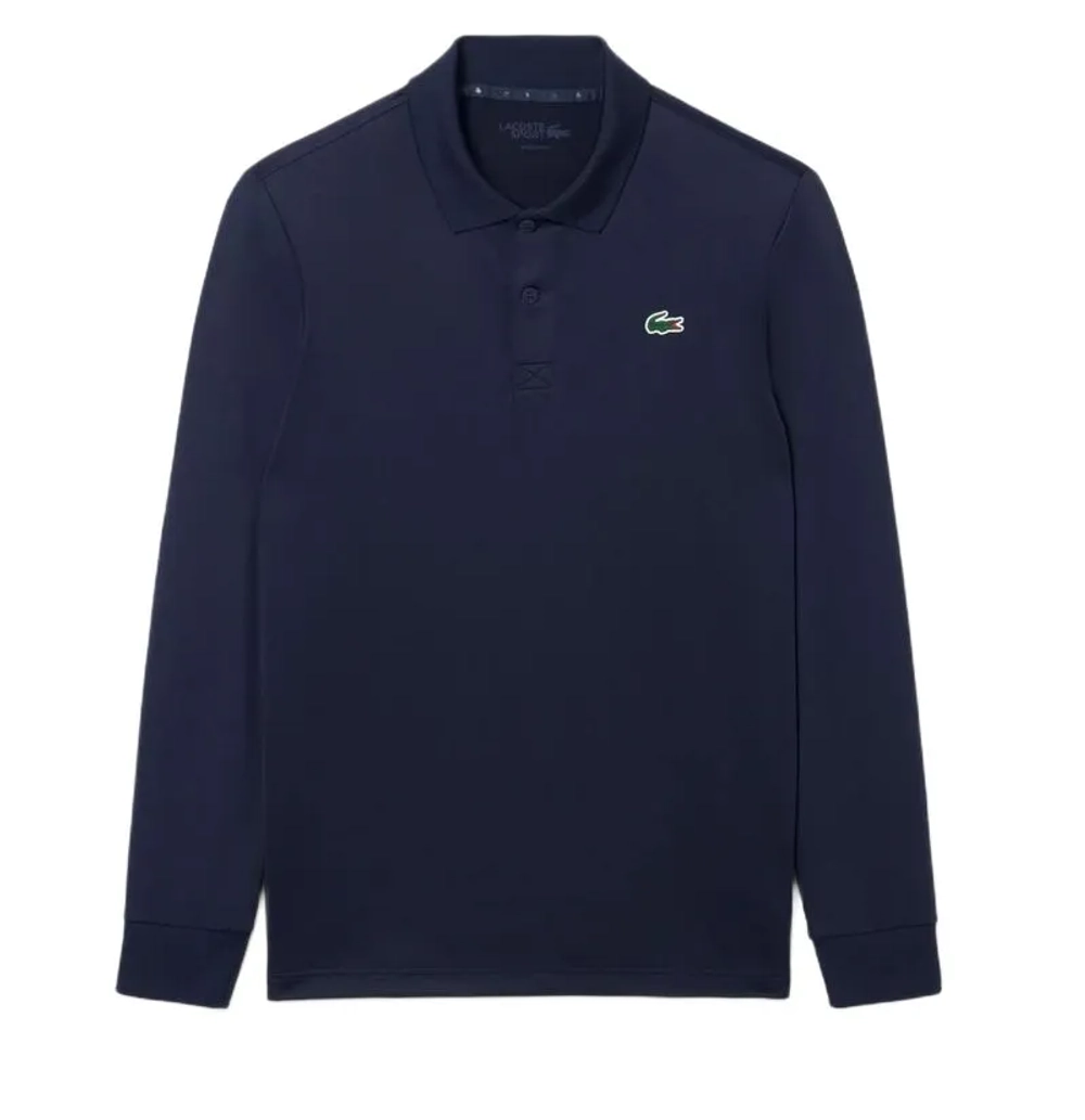 Мужская теннисная футболка с длинным рукавом Lacoste Regular Fit Ultra Dry Long Sleeved Golf - midnight blue