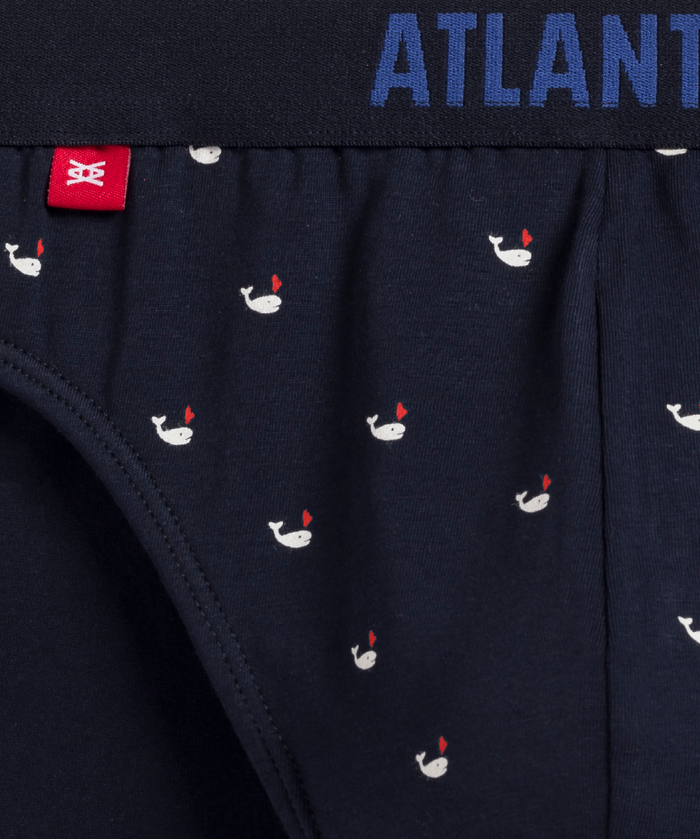 Мужские трусы слипы спорт Atlantic, набор 3 шт., хлопок, темно-синие + голубые, 3MP-158