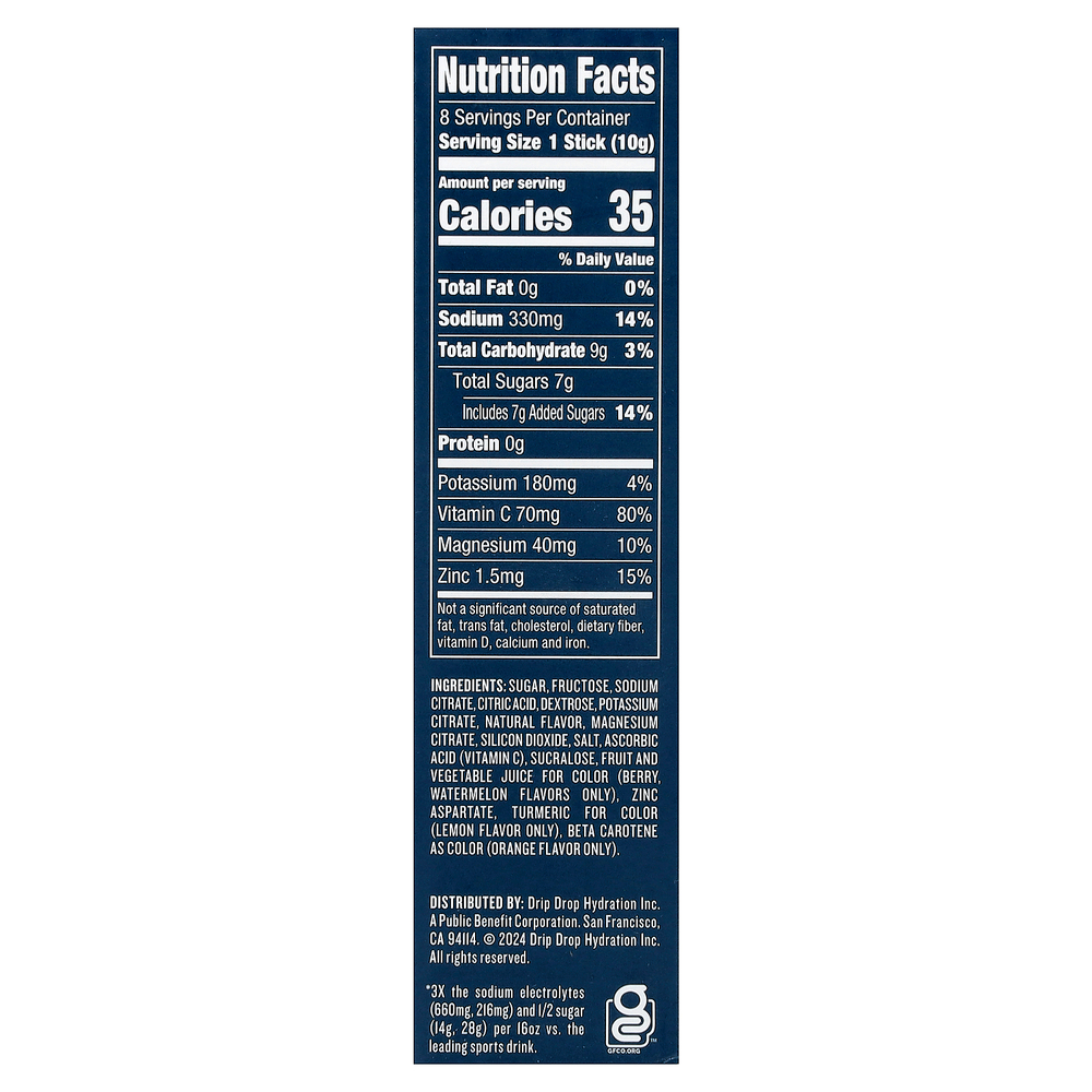 DripDrop, Electrolyte Drink Mix, Bold Variety, 8 Sticks, 0.35 oz (10 g) Each