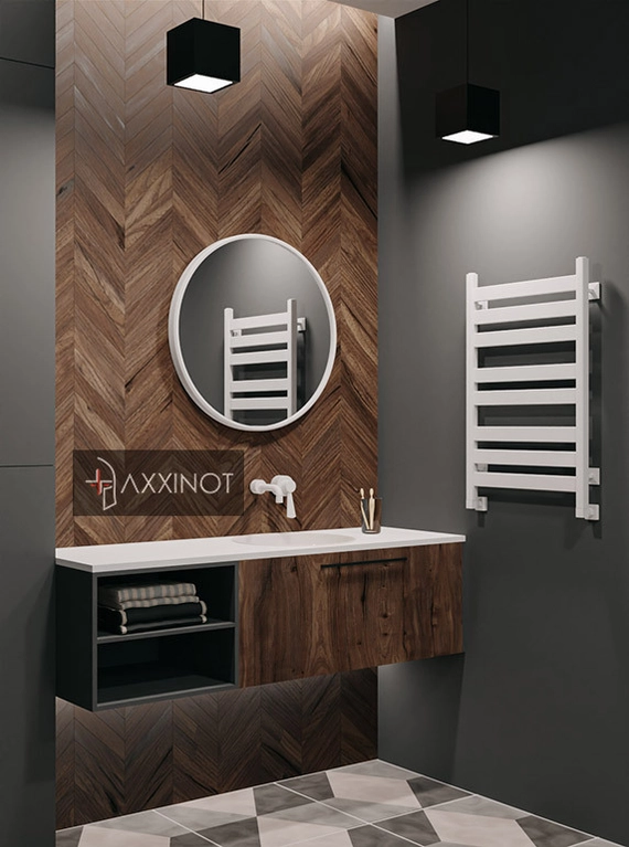 Axxinot V 50 - водяной дизайн полотенцесушитель с квадратным и прямоугольным профилем из нержавеющей стали