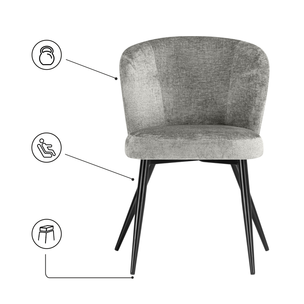 Стул на металлокаркасе Woodville Gref gray, black, ножки черные