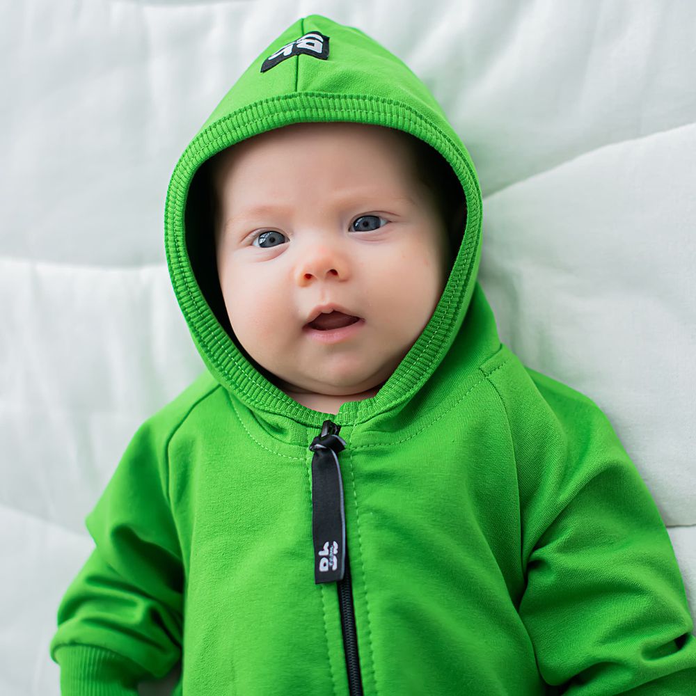 Комбинезон с капюшоном и закрытой ножкой "Bb team green" облегченный 0+