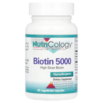 Nutricology, Биотин 5000, 60 вегетарианских капсул