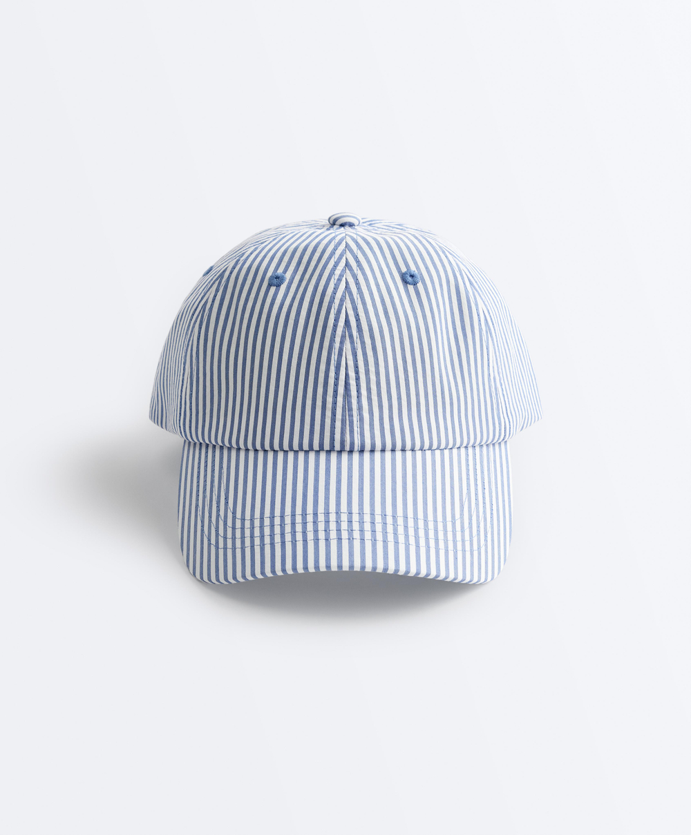 OYSHO Кепка из 100%-го хлопка в полоску, голубой