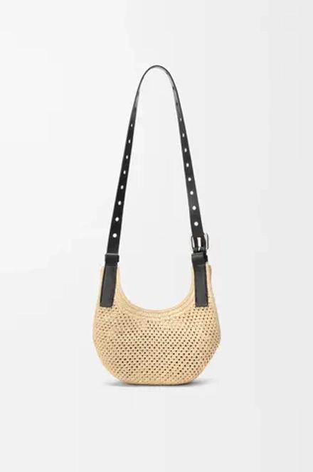 Loewe Сумка-хобо Punch Hole с перфорацией из рафии и телячьей кожи, натуральный