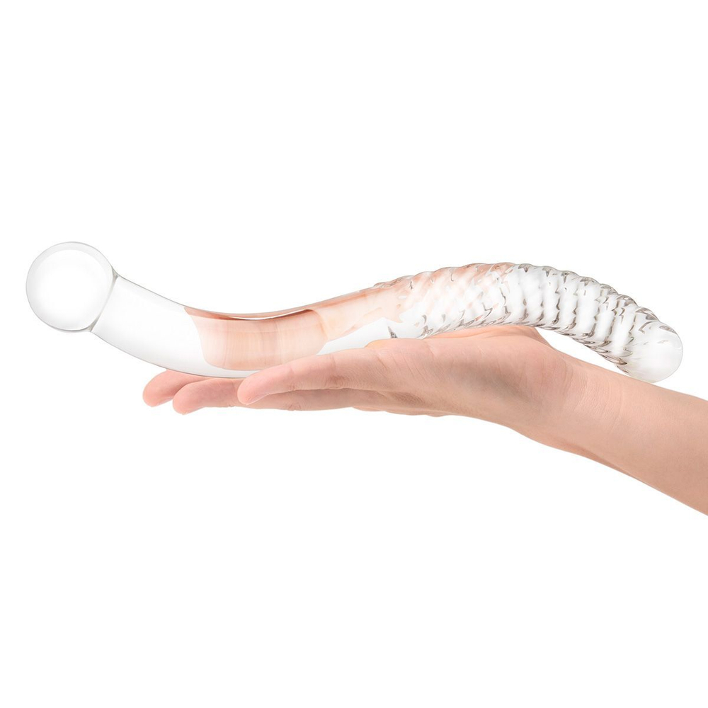 Стеклянный фаллоимитатор 11’’ Glass Pelvic Wand Double Ended - 28 см. (Цвет: синий)
