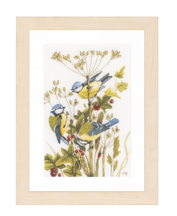 Набор для вышивания нитками Lanarte, Blue tits, 27х38 см