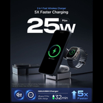 Док-станция Spigen EF323MQ 3в1 MAGNETIC Magsafe WIRELESS CHARGER 25W QI2.2 BLACK