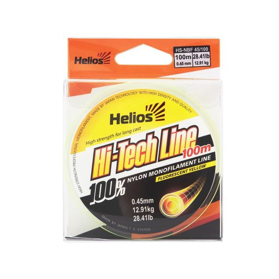 Леска Helios Hi-tech Line Nylon Fluorescent Yellow 0,45mm/100 (HS-NBF 45/100)