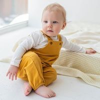Комбинезон на лямках из фланели "Горчица" 0+