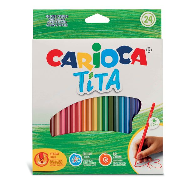 Карандаш цветной пластиковый заточенный 24 цв, Carioca 42794