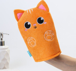 3612501 Мочалка детская для купания «Котик», варежка, из махры