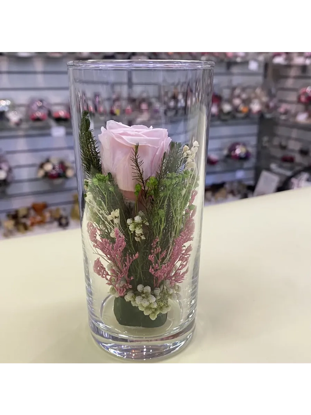 натуральные цветы в стекле, вакуум