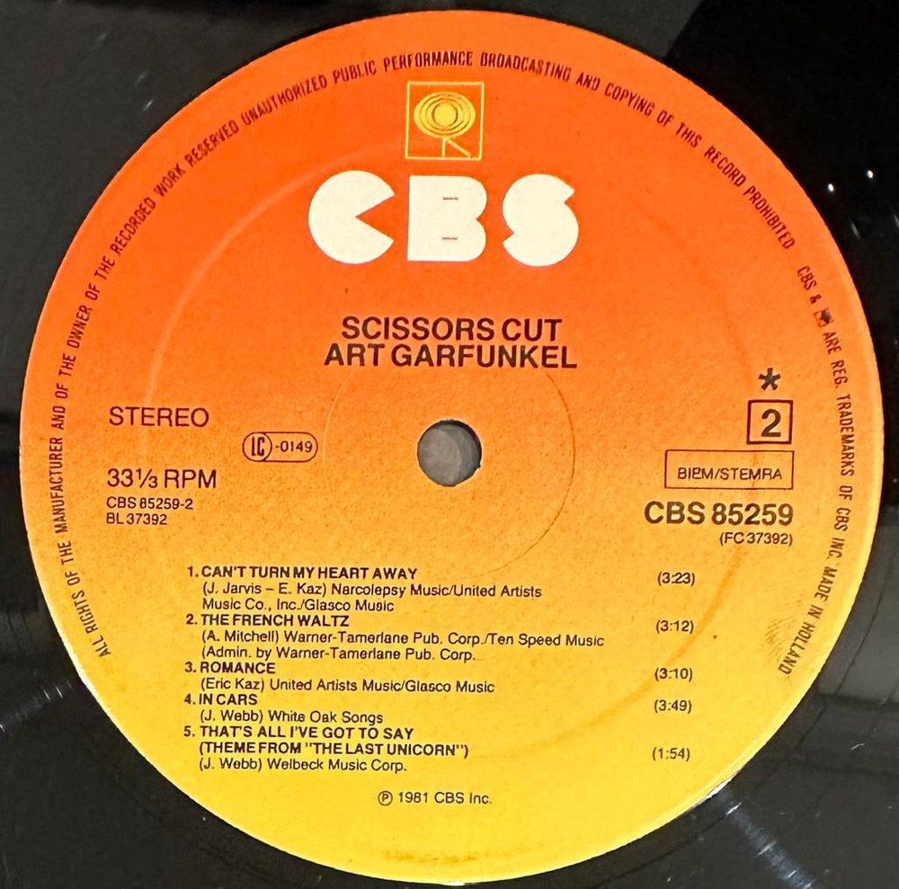 Art Garfunkel- Scissors Cut (Голландия 1981г.)