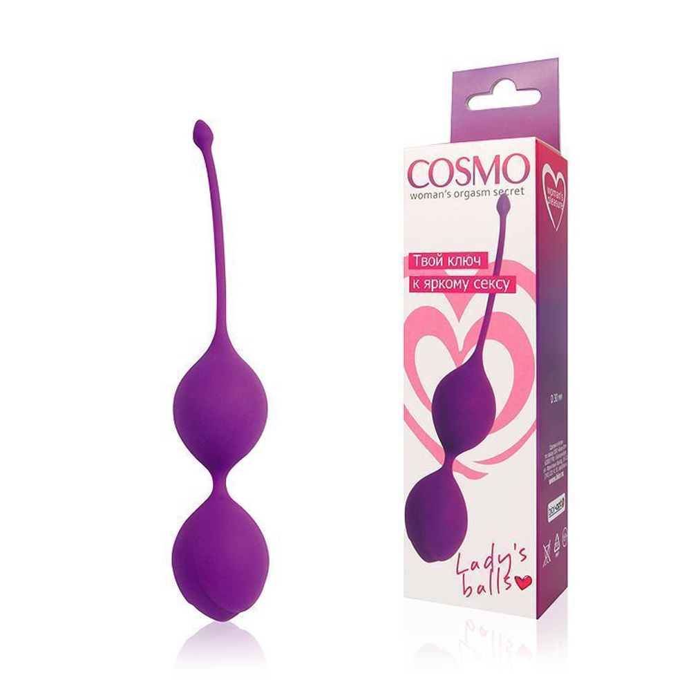 Фиолетовые двойные вагинальные шарики с хвостиком Cosmo (Цвет: фиолетовый)