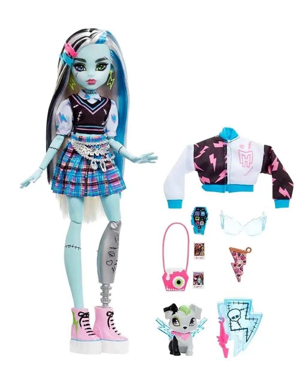 Кукла Монстер Хай Фрэнки Штайн 3 поколение с питомцем | Monster High Frankie Stein with Pet HHK53 g3 персонаж  (6+)