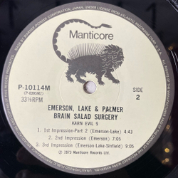 Винтажная виниловая пластинка LP Emerson, Lake and Palmer Brain Salad Surgery (Japan 1976) (No Obi) Toccata