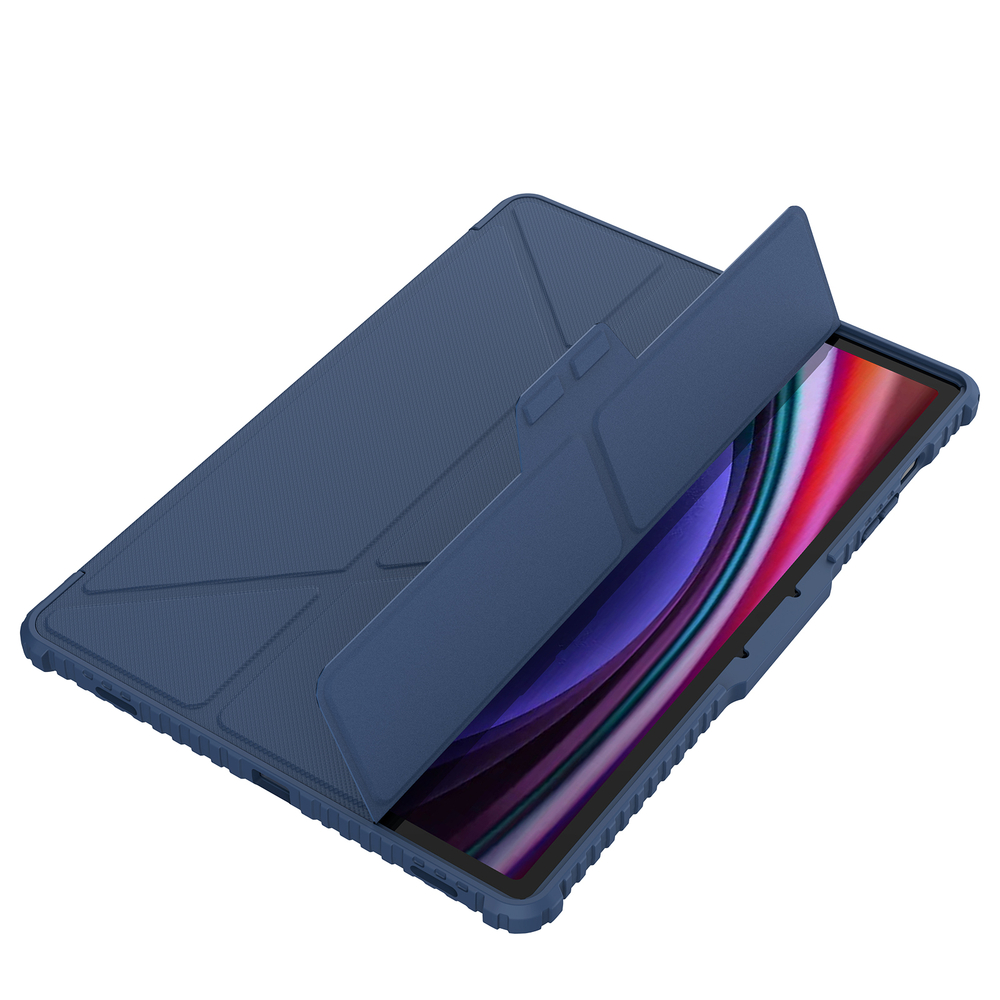 Чехол книжка синего цвета от Nillkin для планшета Samsung Galaxy Tab S9+ и S10+, серия Bumper Pro Case-Multi Angle Folding Style, многофункциональный складной