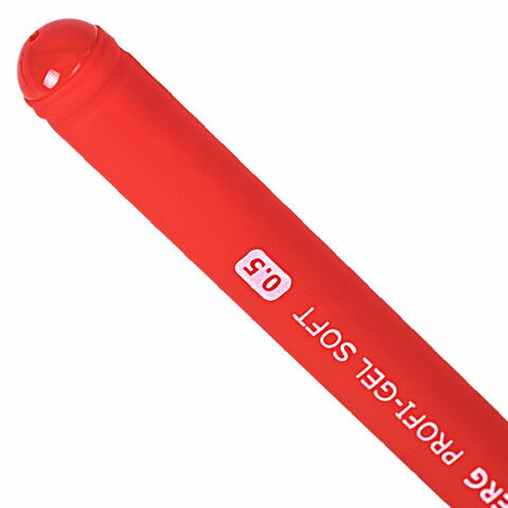 Ручка гелевая BRAUBERG Profi-Gel SOFT, 1шт, КРАСНАЯ, линия письма 0,4 мм, стандартный наконечник 0,5 мм, прорезиненный корпус SOFT-TOUCH, 144131
