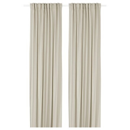 IKEA GINSTMOTT  (ИКЕА ГИНСТМОТТ)  -  Шторы, 2 шт - бежевый/на ленте 145x300 см