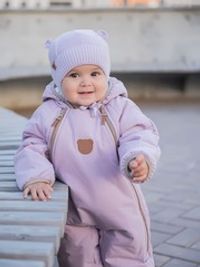 Шапка хлопковая на подкладе "Лаванда" на завязках 0+
