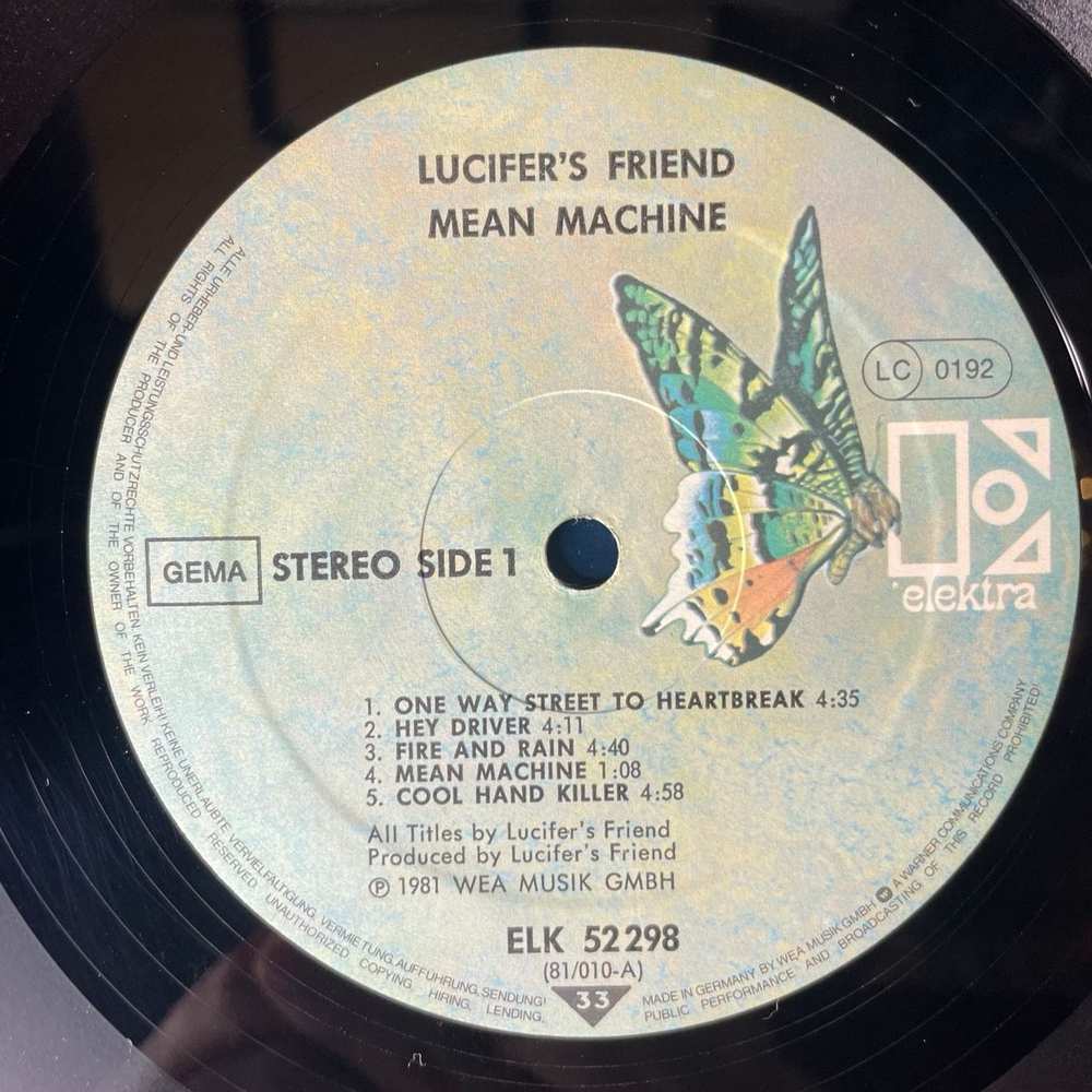 Винтажная виниловая пластинка LP Lucifer's Friend Mean Machine (Германия 1981)