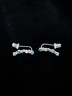Серьги-клаймберы Млечный путь с голубыми кристаллами Swarovski