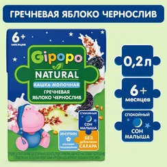 Каша Gipopo молочная гречневая яблоко-чернослив 200мл с 6месяцев