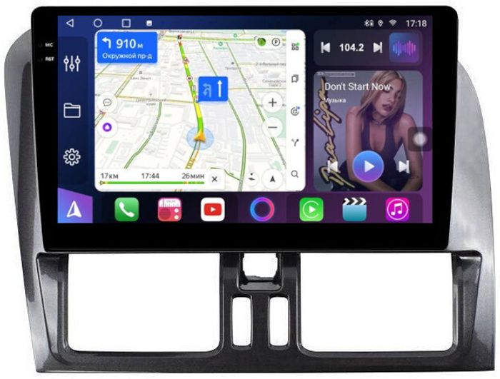 Магнитола для Volvo XC60 2008-2013 - FarCar S500-TS10 монитор 9.5" QLED на Android 14, Быстрая, CarPlay, 4G SIM-слот