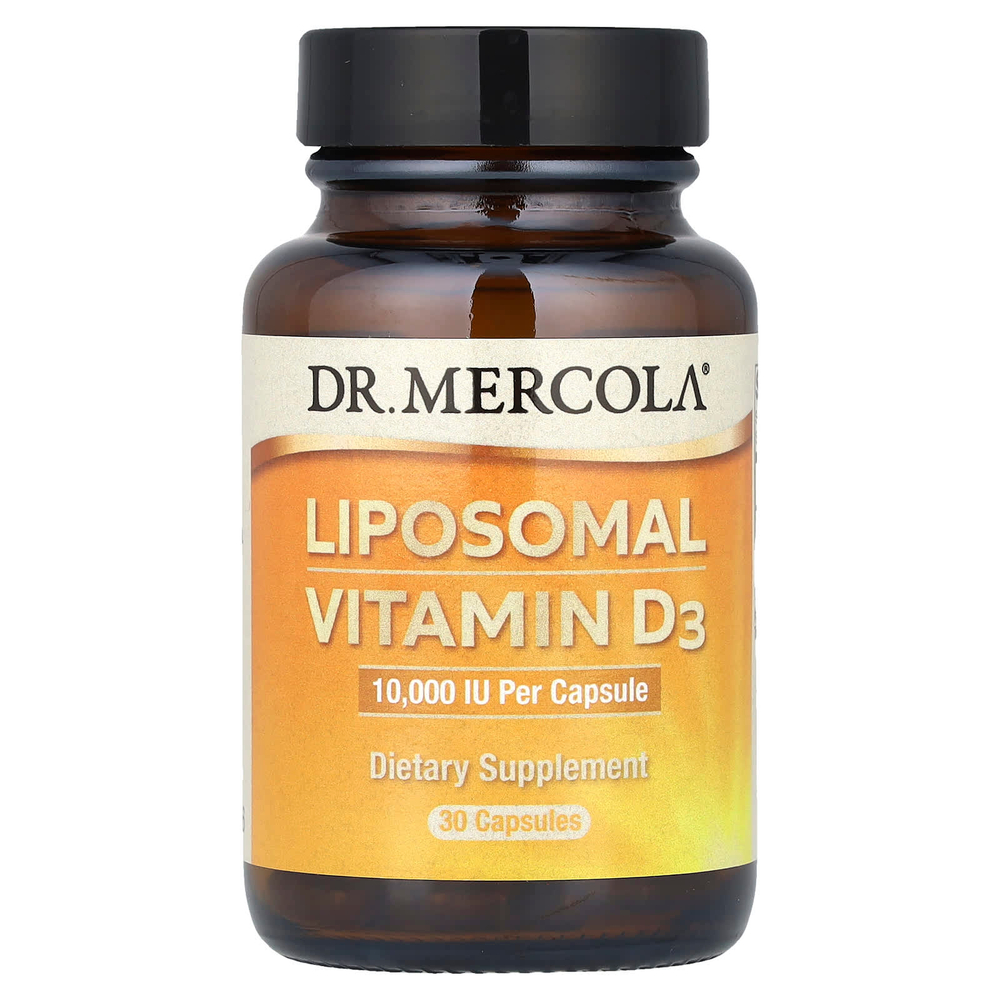Dr. Mercola, липосомальный витамин D3, 250 мкг (10 000 МЕ), 30 капсул