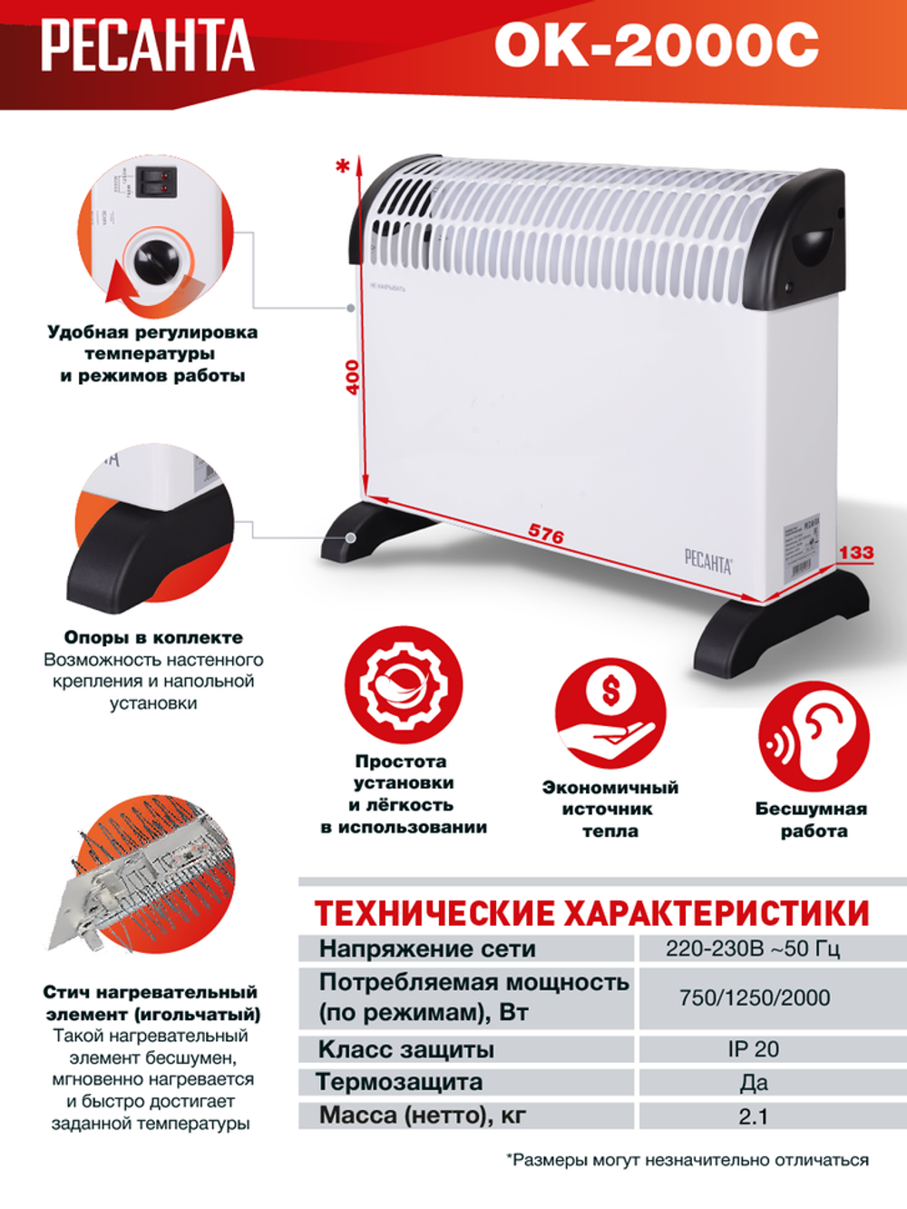 Конвектор РЕСАНТА ОК-2000С
