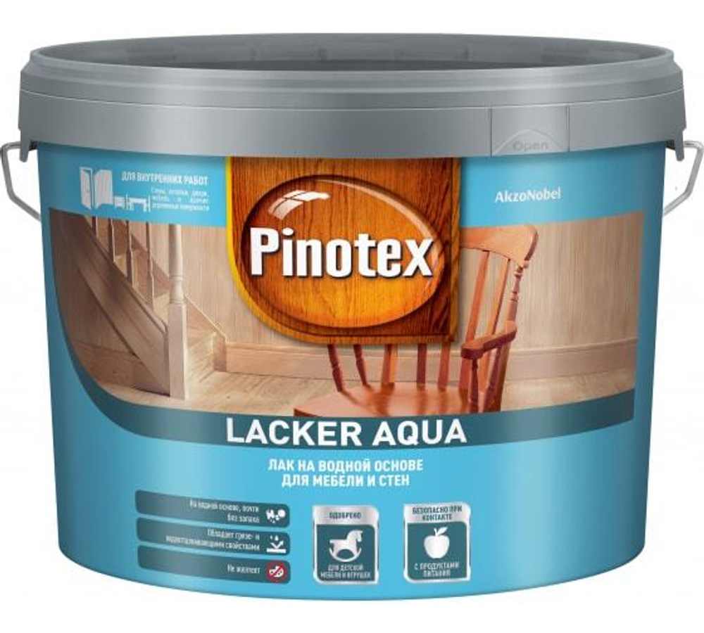 Лак для дерева на водной основе колеруемый Pinotex Lacker Aqua 70 глянцевый 9 л