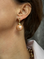 HMG 1131 peach Серьги с жемчужиной 1,9 см арт.0720