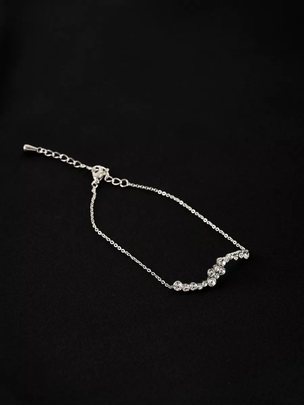 Браслет Млечный путь с белыми кристаллами Swarovski в родии