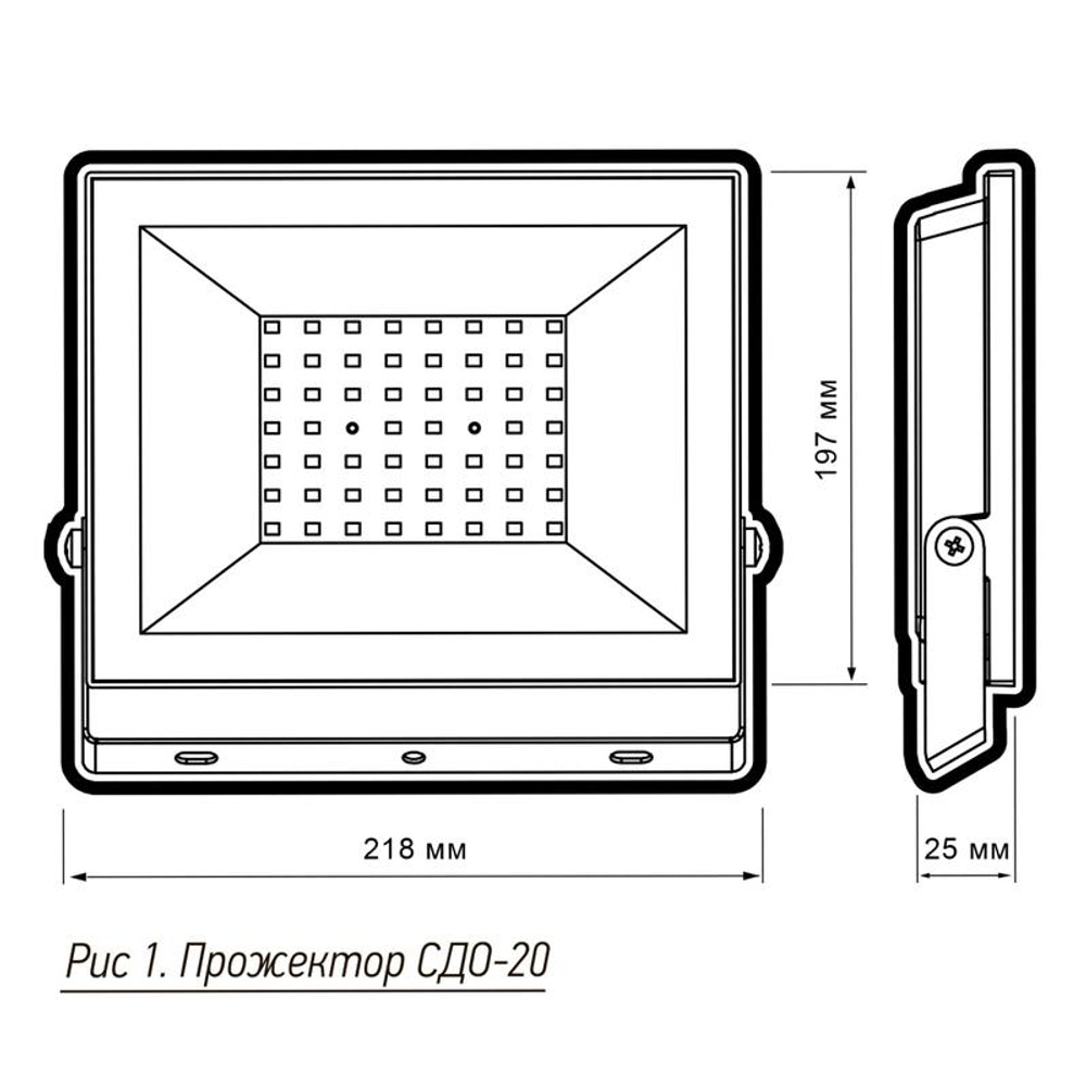 Прожектор светодиодный СДО-20 100Вт 6500К IP65 230В BL ДО прозр. закален. стекло ФАZА 5047341