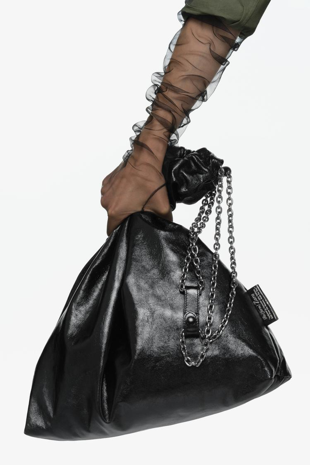 ZARA X JOHN GALLIANO БОЛЬШАЯ КОЖАНАЯ СУМКА TRI-CHIC — LIMITED EDITION, ЧЕРНЫЙ