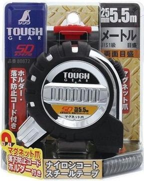 Рулетка измерительная, Shinwa Tough Gear SD, 5.5м, 25мм, с магнитным зацепом, со спиральным шнурком