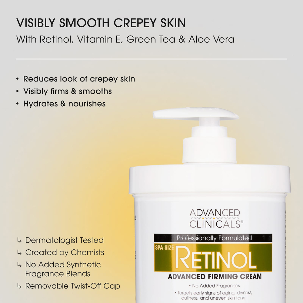 Advanced Clinicals, Retinol, укрепляющий крем с улучшенной формулой, 454 г (16 унций)