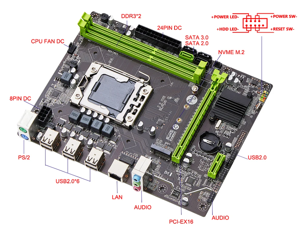 Материнская плата с процессором BaseTech X79M2 V21, Socket1356, Xeon E5-2470v2, mATX, Retail, Socket1356, 2xDDR3, PCIe3.0, 1xM.2, GLAN, 2xPS/2, 8xUSB2, 2xUSB3 (BT-X79M2-V21-2470V2)