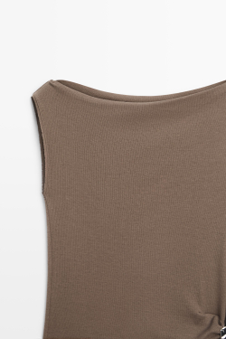 Massimo Dutti Топ из 100% хлопка, кротово-коричневый
