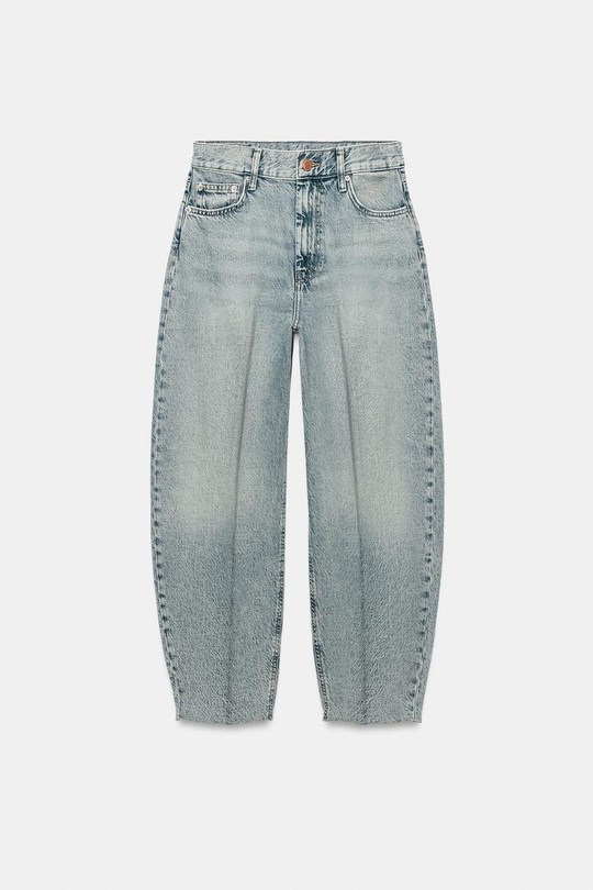 ZARA ДЖИНСЫ TAPERED С ВЫСОКОЙ ПОСАДКОЙ — ZW COLLECTION, ГОЛУБОЙ