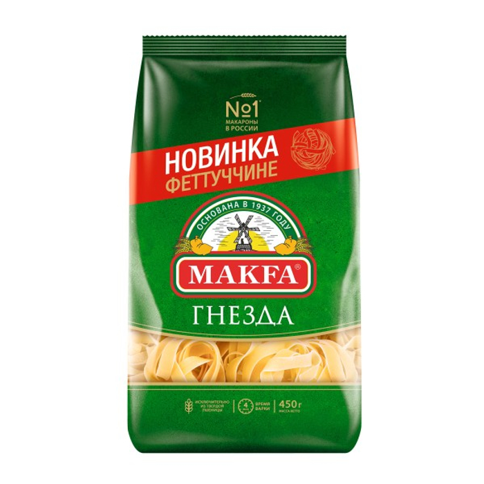 Макфа Макароны Гнезда Феттуччине Группа А в/с 450 гр. 12 шт./упак. 319-4 (RU Д-RU.PA01.B.55031/24, с 30.01.2024 по 29.01.2029, 18.05.2027, РОССИЯ)