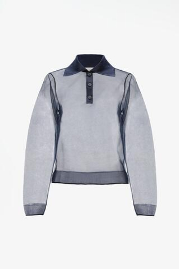 ZARA X JOHN GALLIANO ПОЛО ИЗ ПОЛУПРОЗРАЧНОЙ ТКАНИ LIMITED EDITION, МОРСКОЙ СИНИЙ