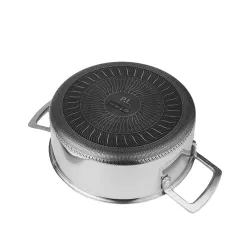 Кастрюля 4,6 л 24/21,5*17 см с крышкой New Kitchen Honeycombs нерж. с антиприг. покр. ИНДУКЦИЯ