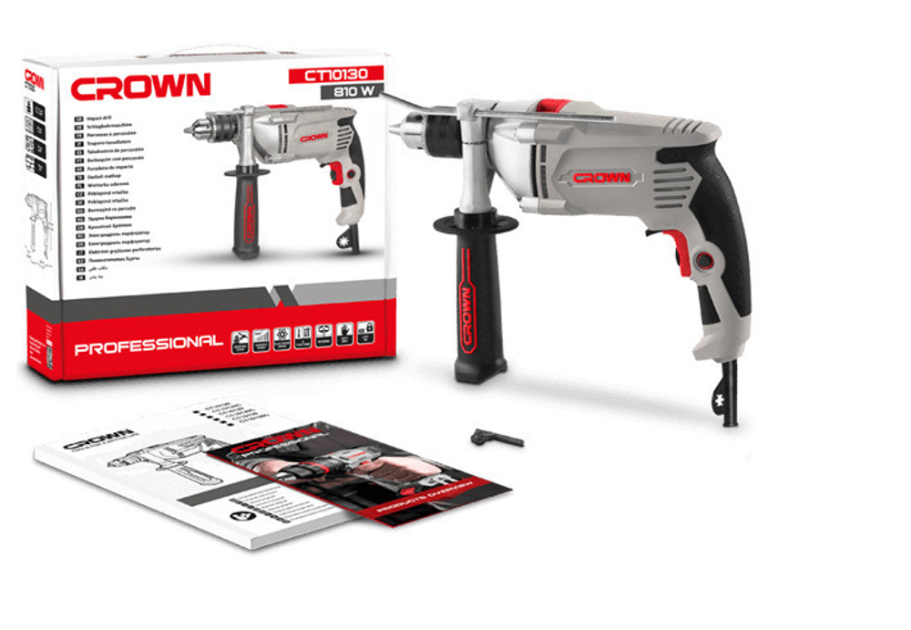 Дрель ударная CROWN CT10130, 810 Вт
