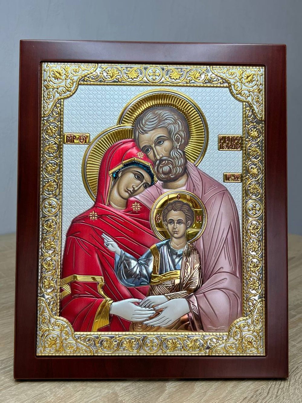 Св. Семейство, икона прямоугольная с рамкой, красное дерево, эмаль 150х190