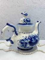 Чайник заварочный фарфоровый Воробей Гжель посуда