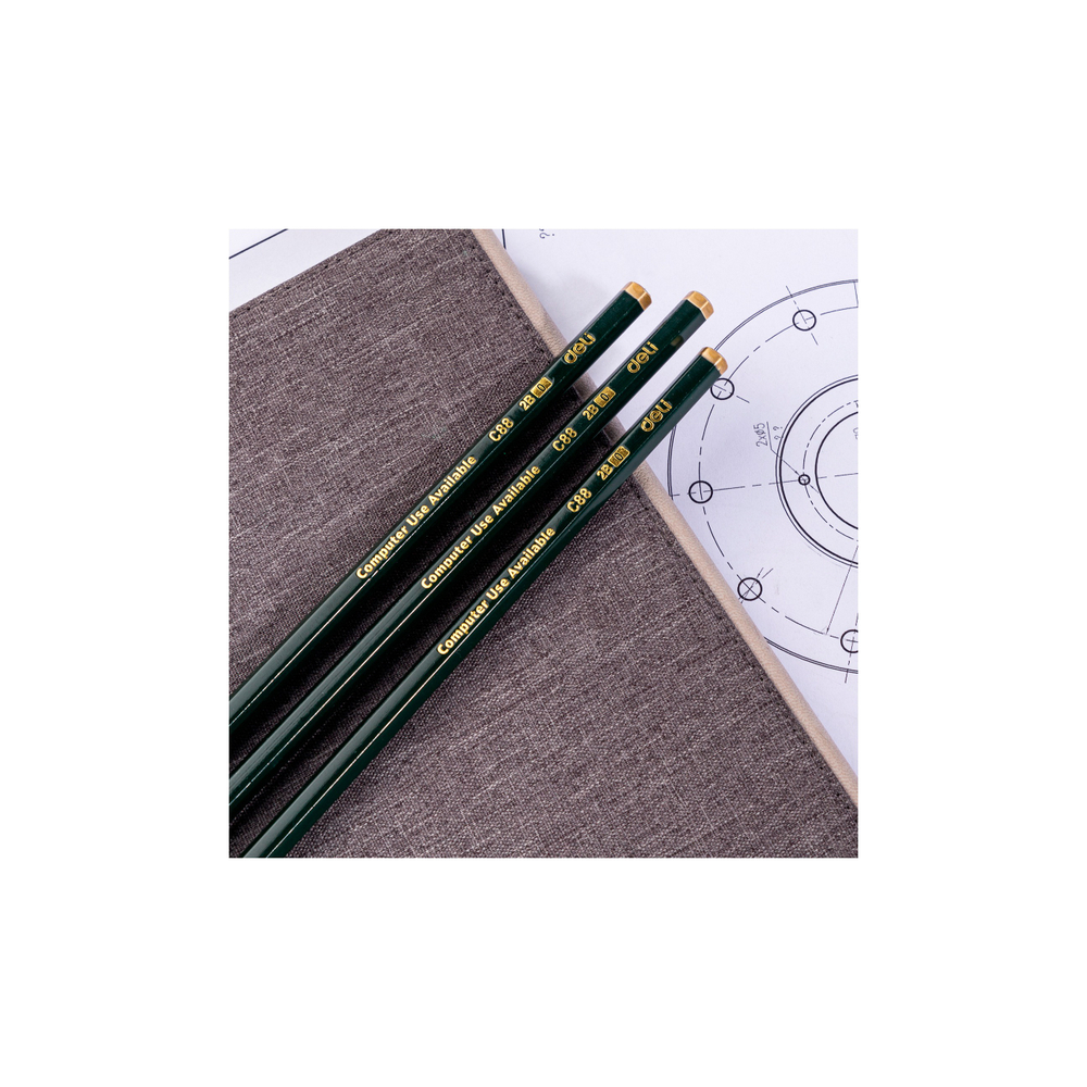 Карандаш чернографитный Deli 2B шестигранный липа 12шт. EC88-2B
